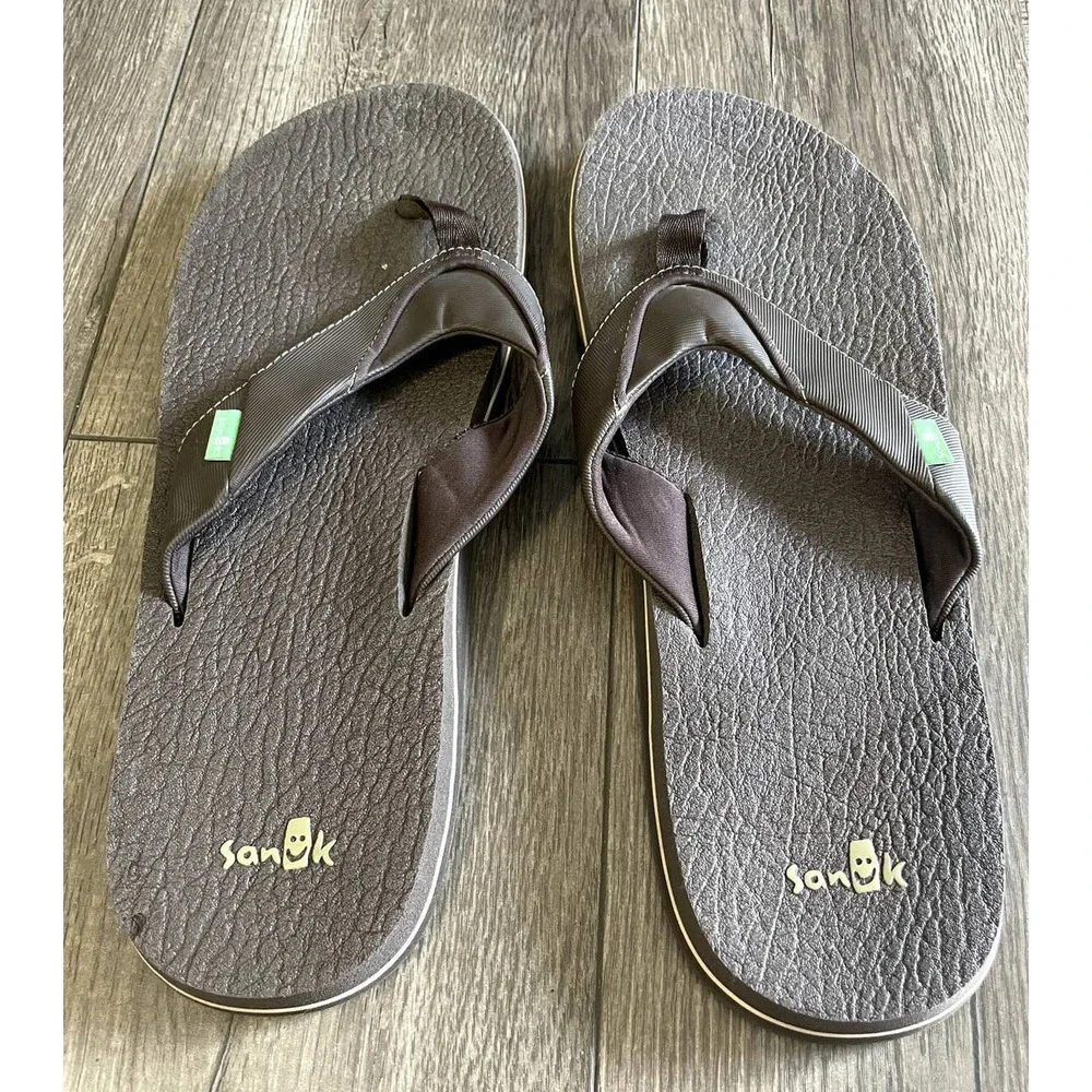 Sanuk Beer Cozy Flip Flop SMS2839 Brown Men's Size 13‎